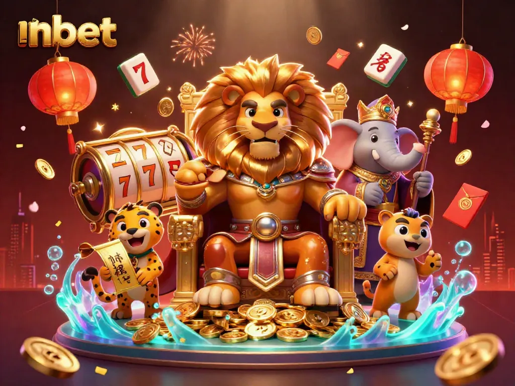 Experience nbet's vibrant casino world with fierce characters and dynamic game symbols in a 3D illustration.