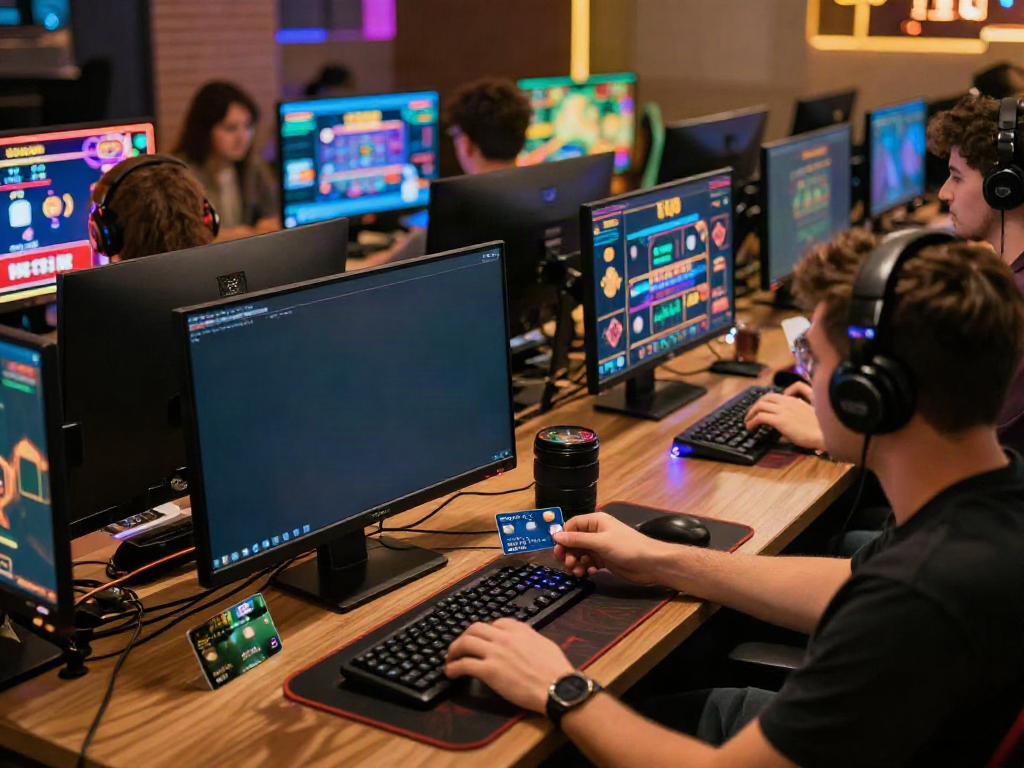Players enjoying exciting games at Mastercard casinos in a modern home office setup.