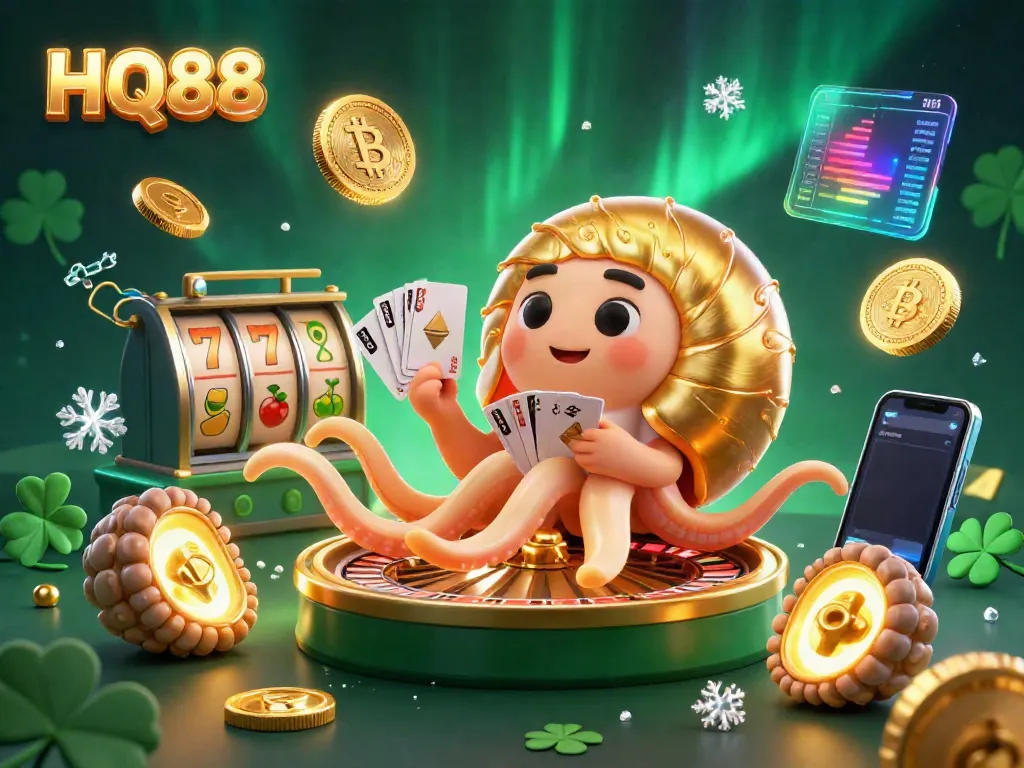 Experience thrilling games at HQ88 with a dynamic 3D casino scene featuring a giant nautilus.