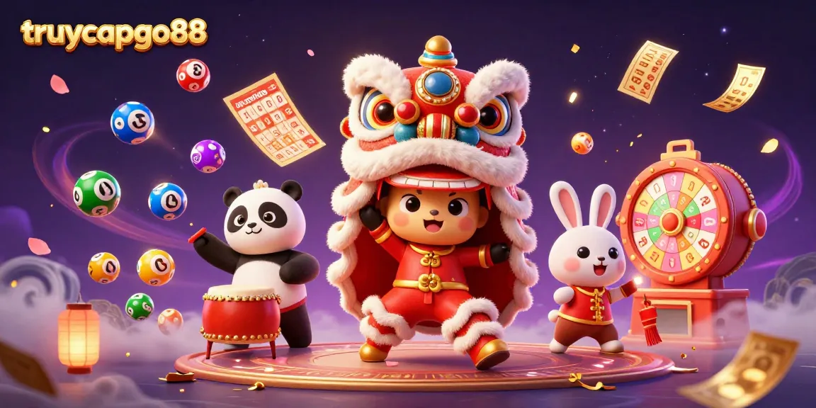 Experience the excitement with truycapgo88, showcasing dynamic lottery elements and festive characters in an engaging casino setting.